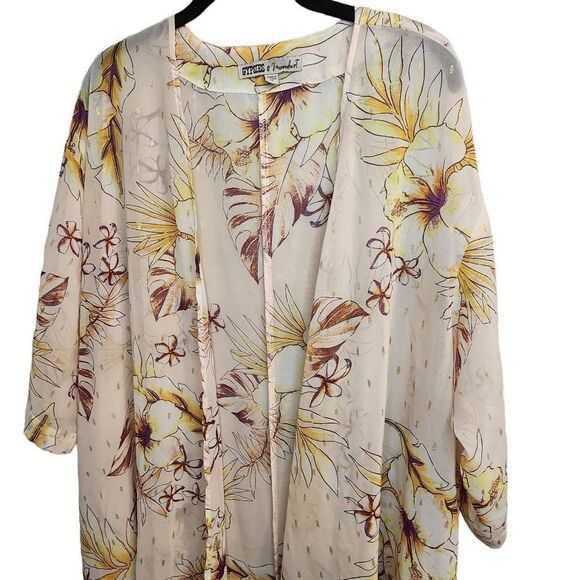 Gypsies & Moondust Sheer Boho Pink Gold Dot Floral Duster Size Medium NWOT - Picture 7 of 12